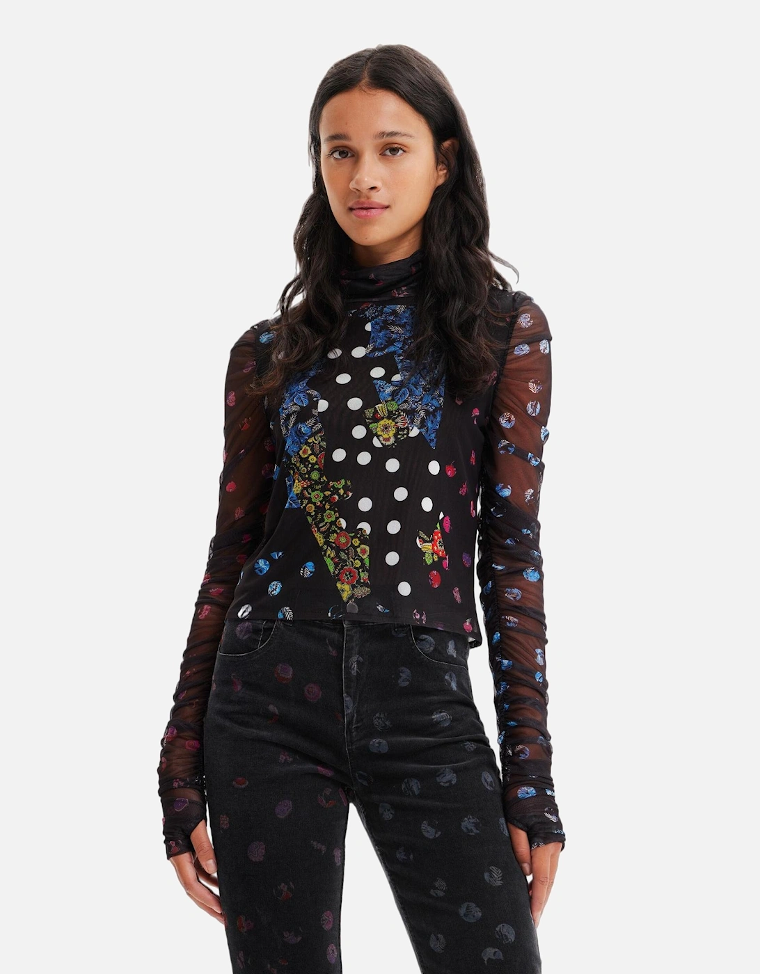 Long Sleeve Mock Neck TShirt Women - Black Shirts, 4 of 3