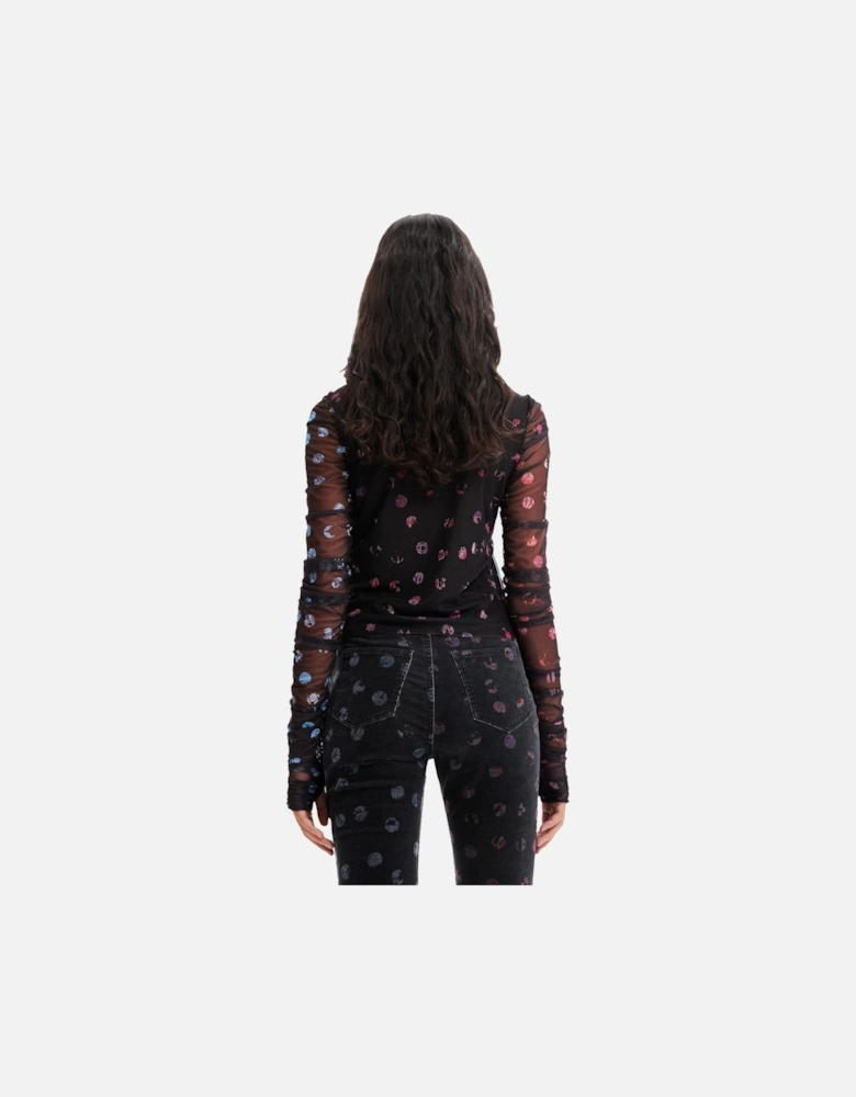 Long Sleeve Mock Neck TShirt Women - Black Shirts