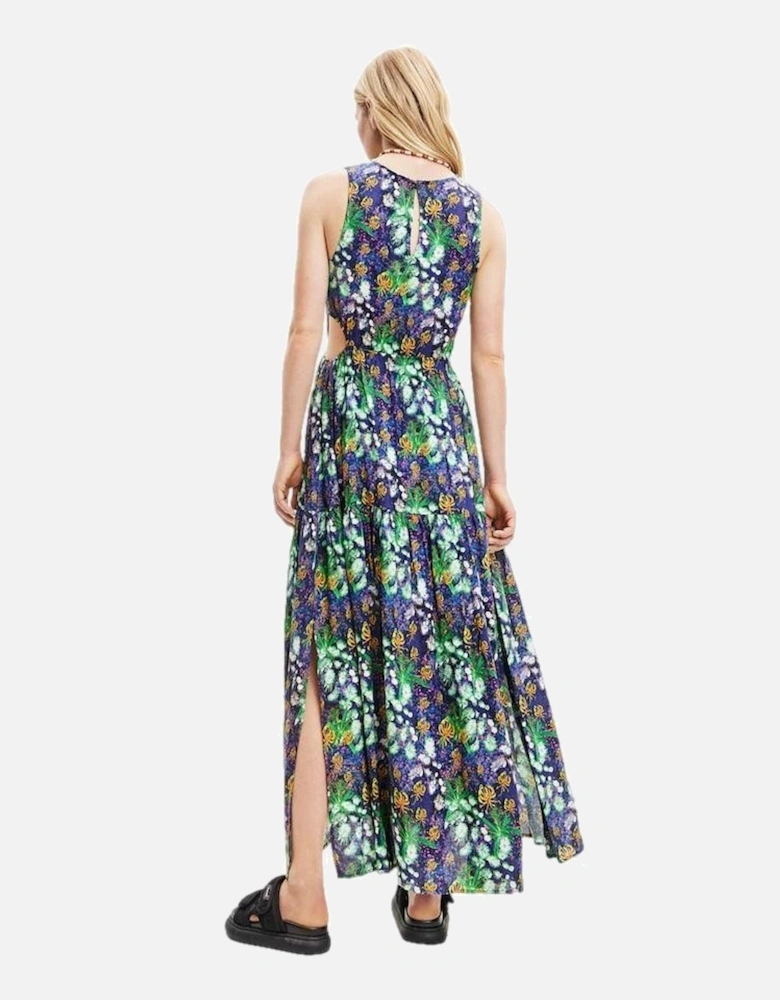 Floral Cutout Midi Dress StyleALine Women - Blue Dresses