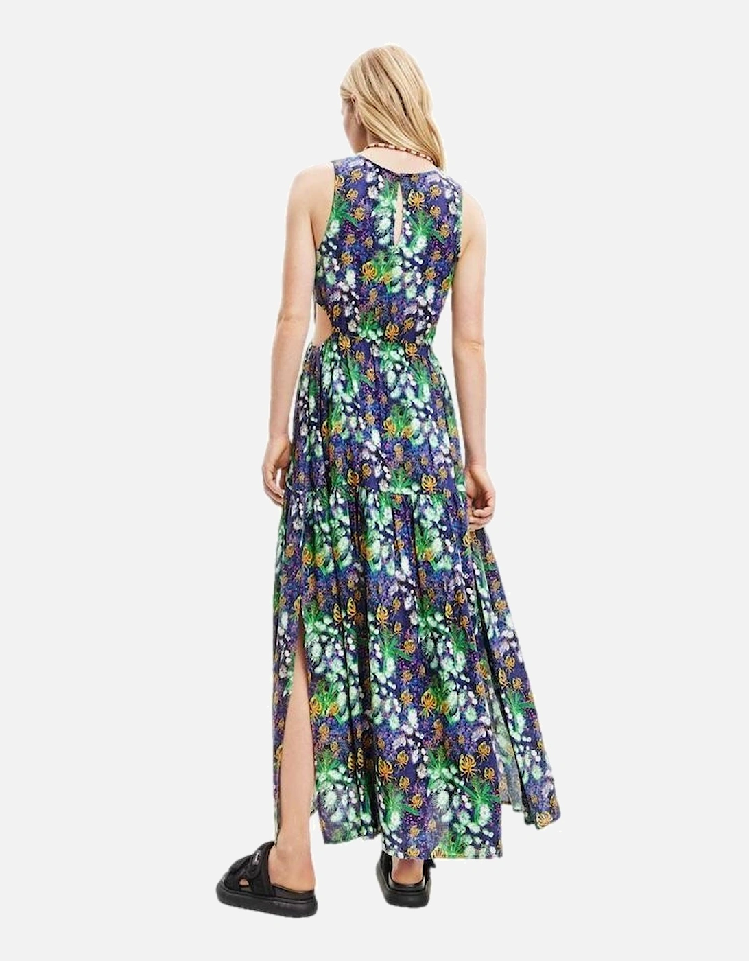 Floral Cutout Midi Dress StyleALine Women - Blue Dresses