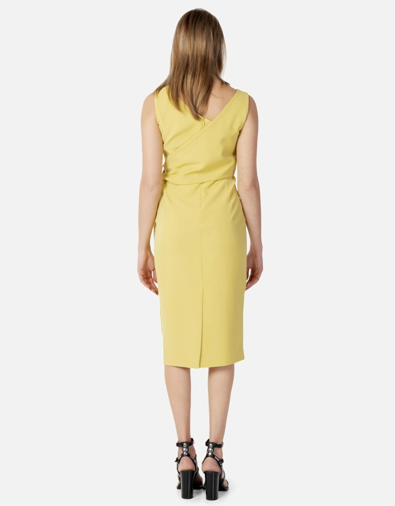 F345 Lemon Yellow Knee Dre Women Dresses