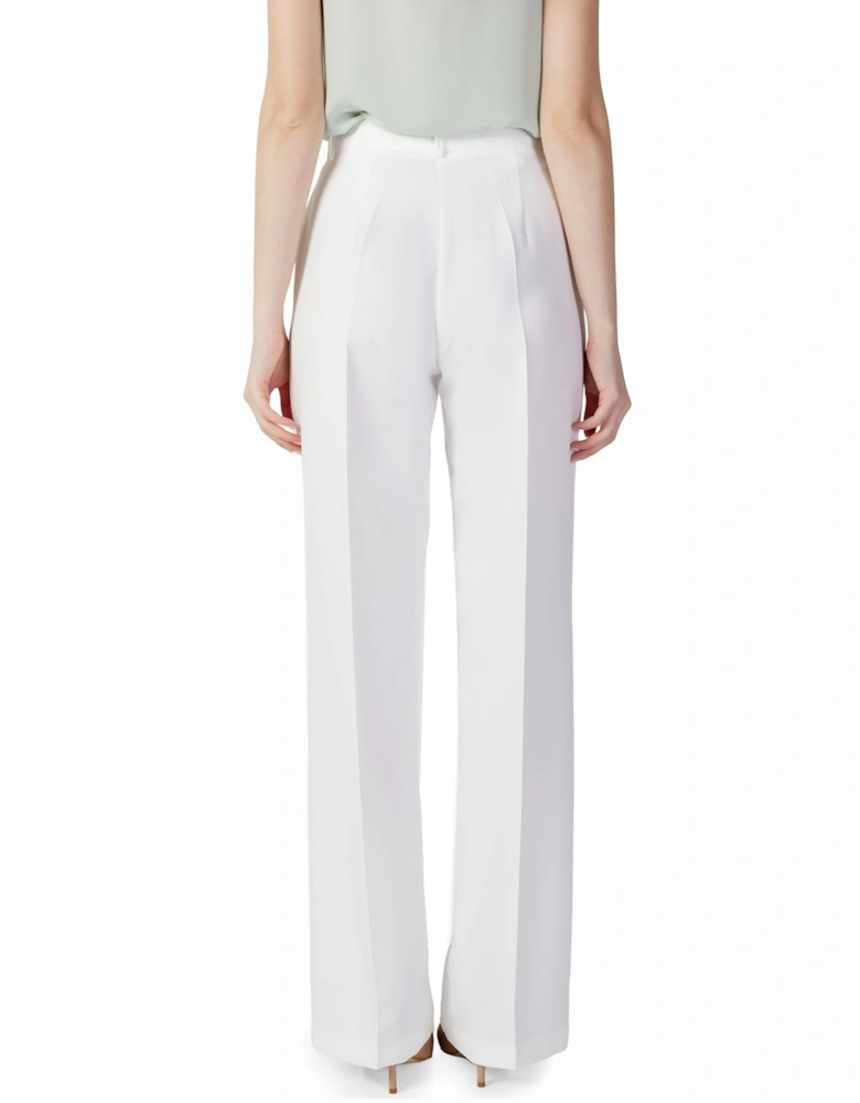 Plain Zip and Button Trousers Women - White