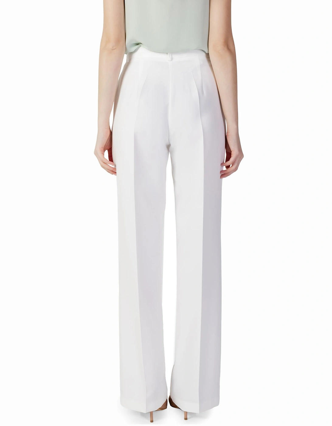 Plain Zip and Button Trousers Women - White