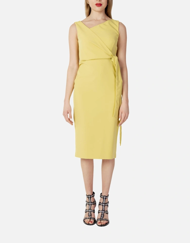 F345 Lemon Yellow Knee Dre Women Dresses