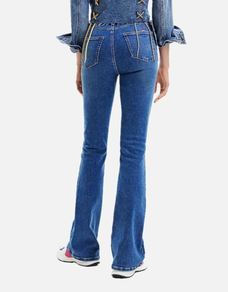 Flare Jeans Mid Rise Relaxed Fit Women - Blue