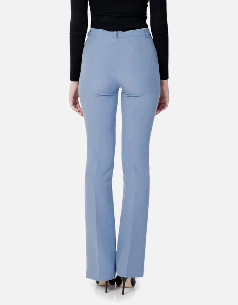 Plain Zip and Hook Button Trousers Women - Light Blue