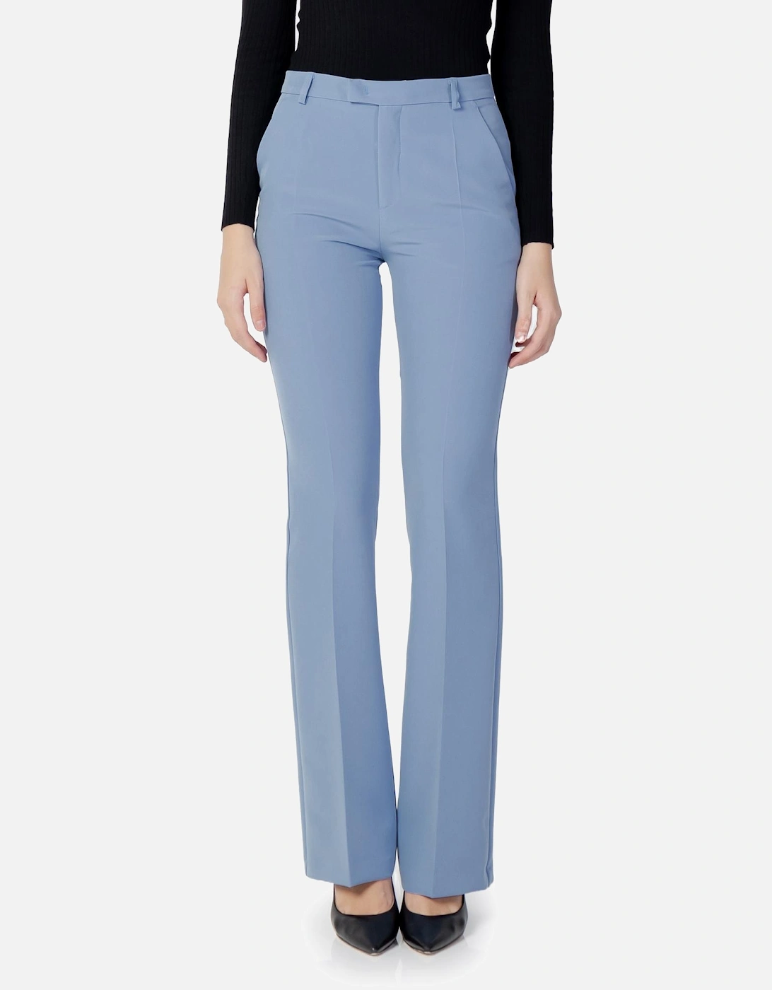 Plain Zip and Hook Button Trousers Women - Light Blue, 3 of 2