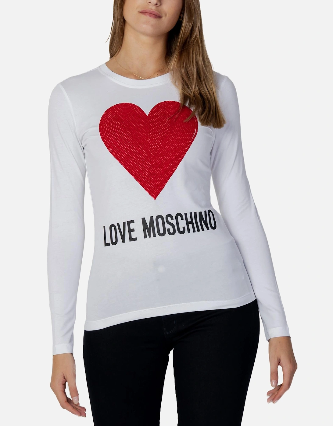 Long Sleeve Embellished Heart TShirt Women - White Shirts, 3 of 2