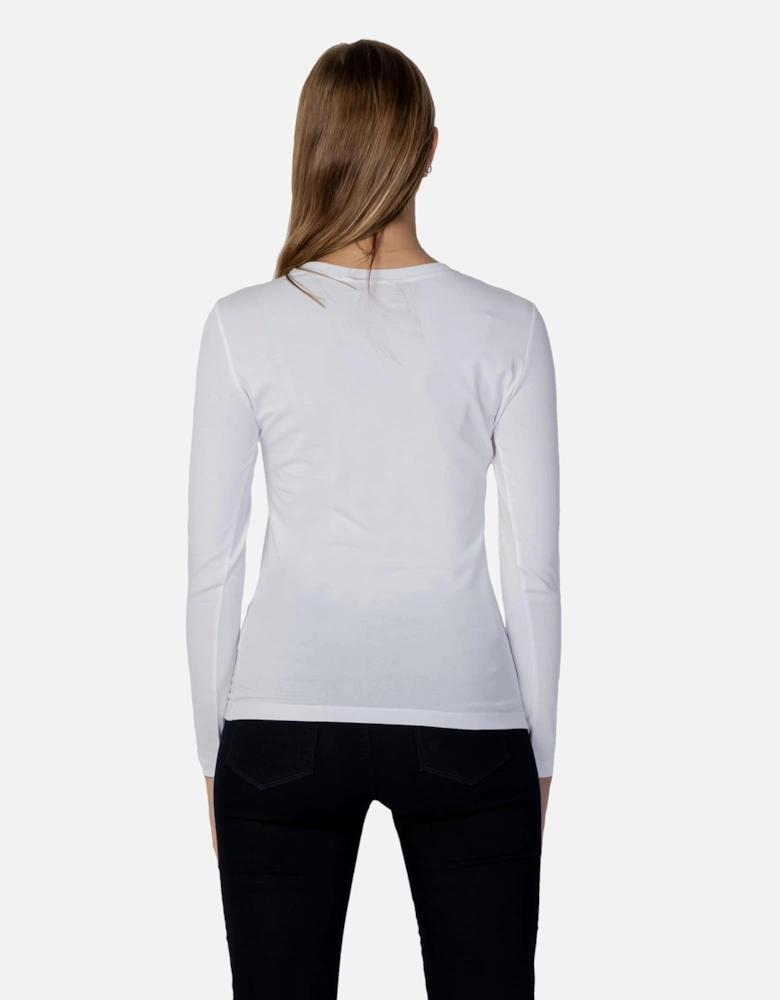 Long Sleeve Embellished Heart TShirt Women - White Shirts