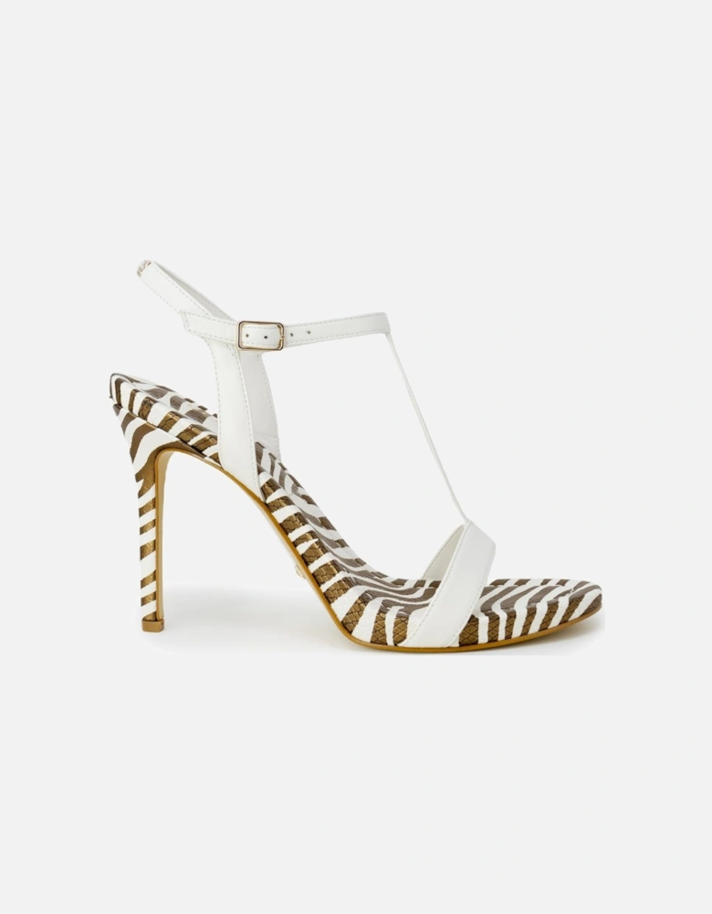 Zebra Print Heel Sandals Style Model Women - White