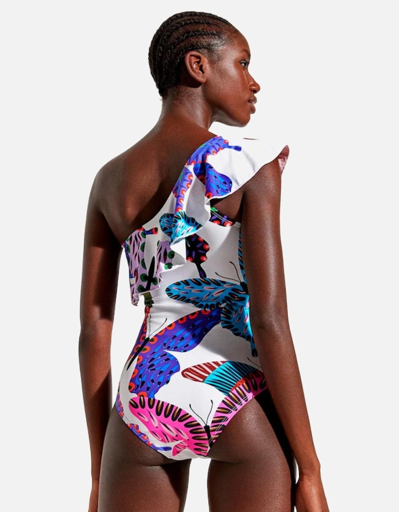 Butterfly OneShoulder Swimsuit Women - White Beachwear