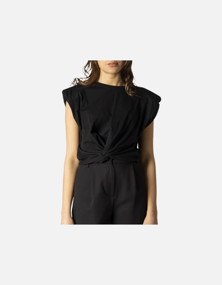 Plain Round Neck Short Sleeve T-Shirt Women - Black Shirts