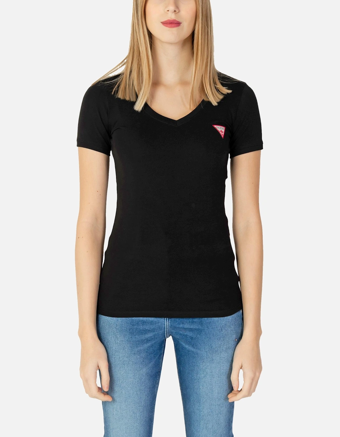 VNeck Tee Short Sleeve Classic Fit Women - Black Shirts, 3 of 2