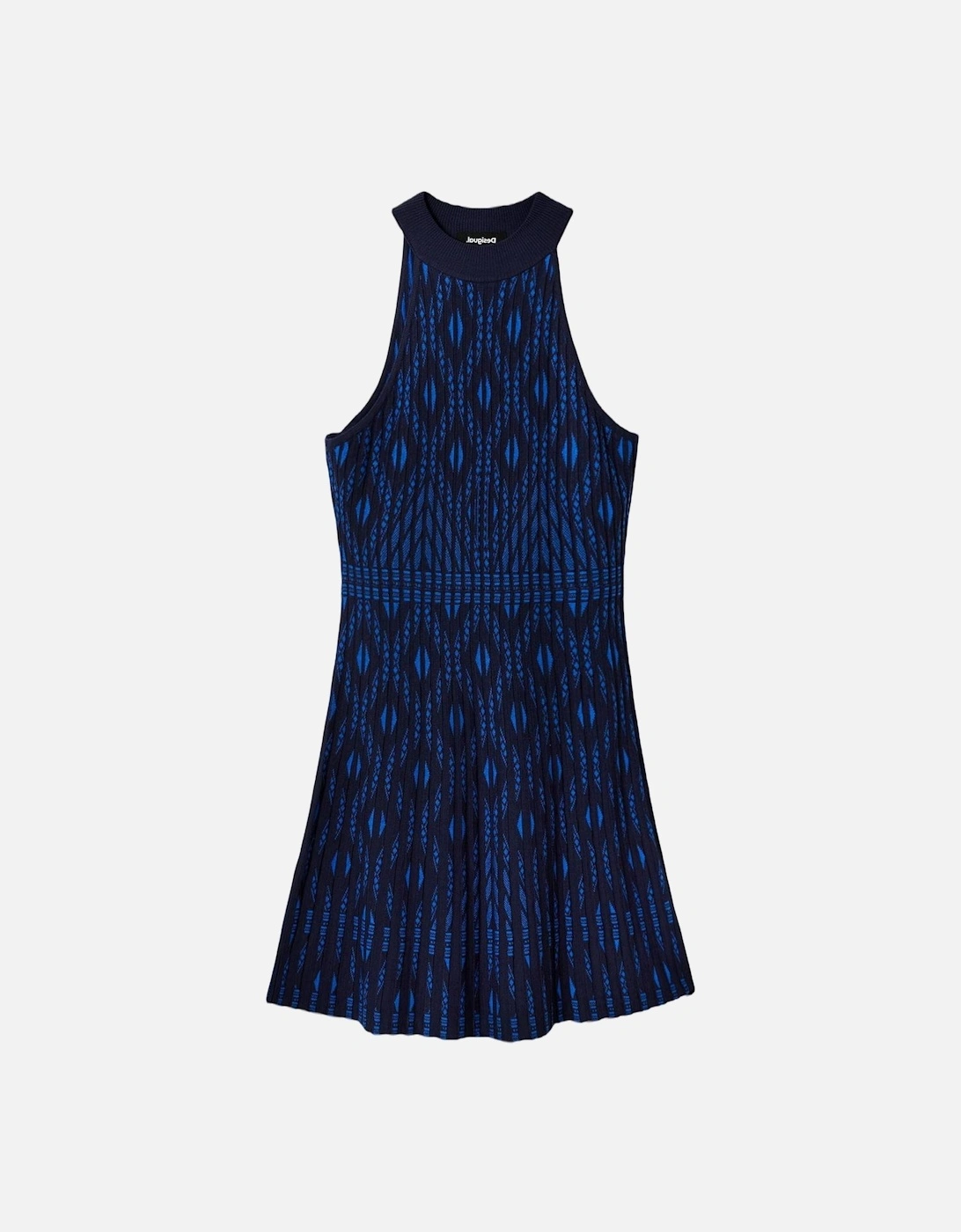 Geometric Knit Halter Dress Women - Blue Dresses, 3 of 2