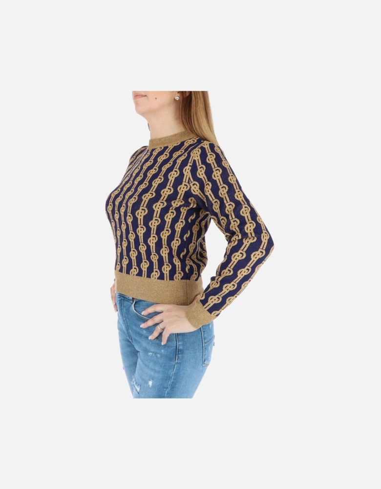 Monogram Knit Sweater Women - Blue Knitwear