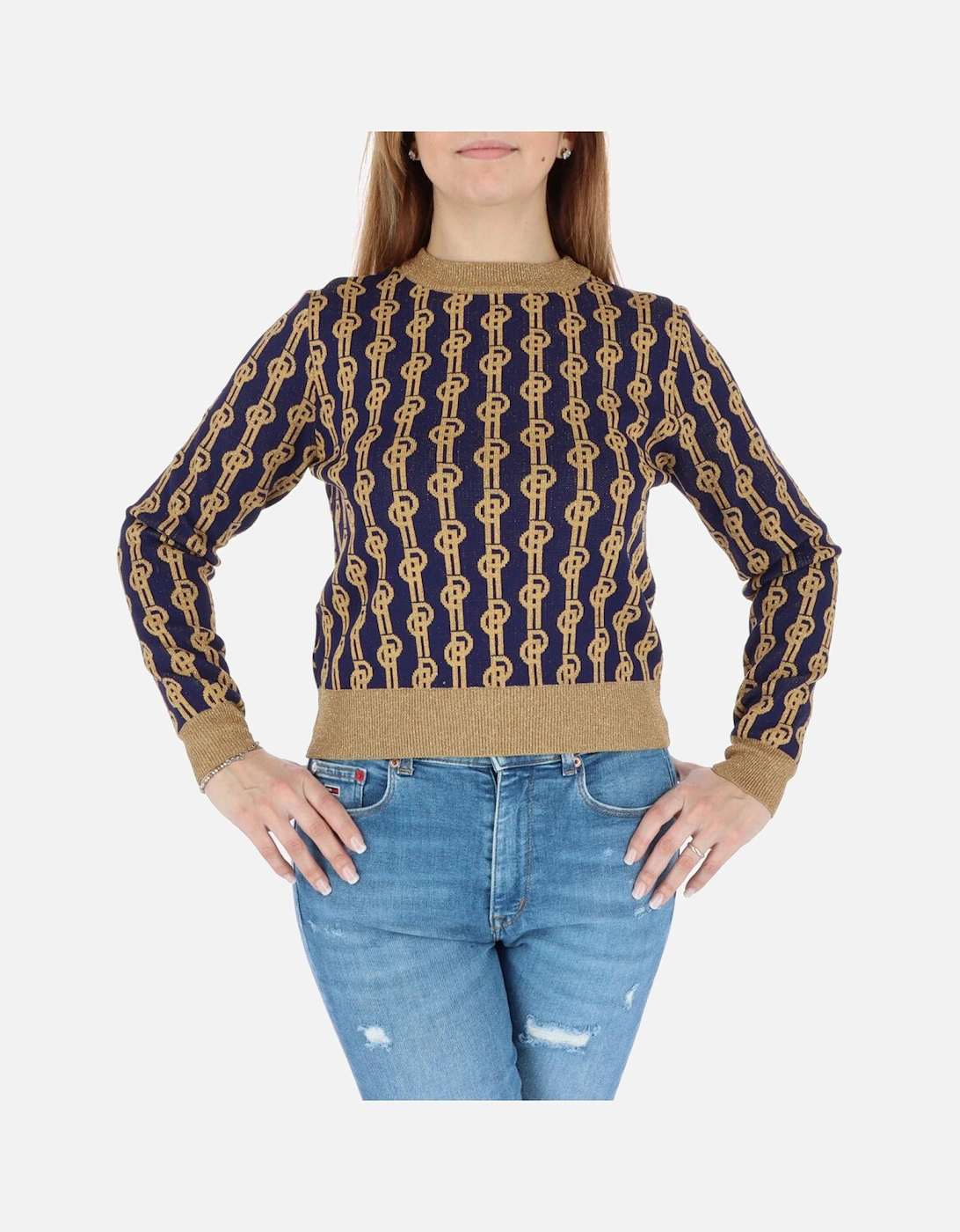 Monogram Knit Sweater Women - Blue Knitwear, 4 of 3