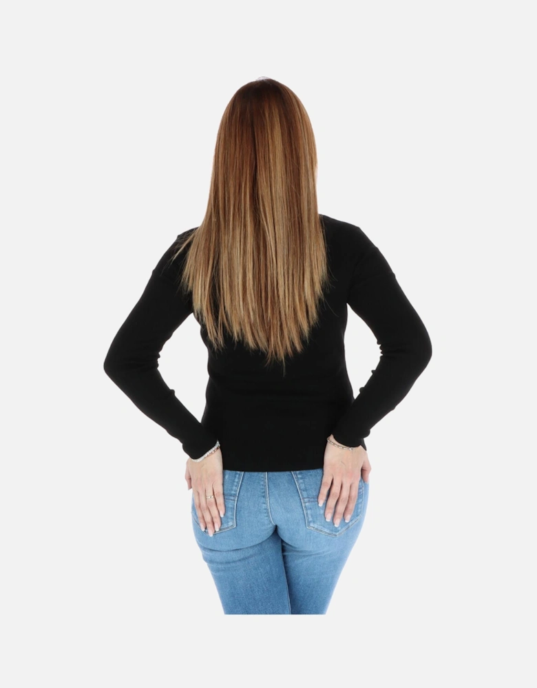 Ribbed Knit LongSleeve Pullover Women - Black Knitwear