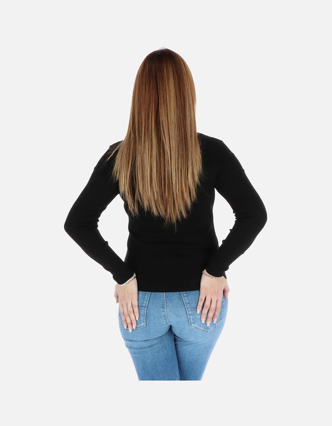 Ribbed Knit LongSleeve Pullover Women - Black Knitwear