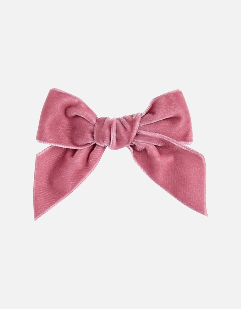 Rose Pink Velvet Bow Clip