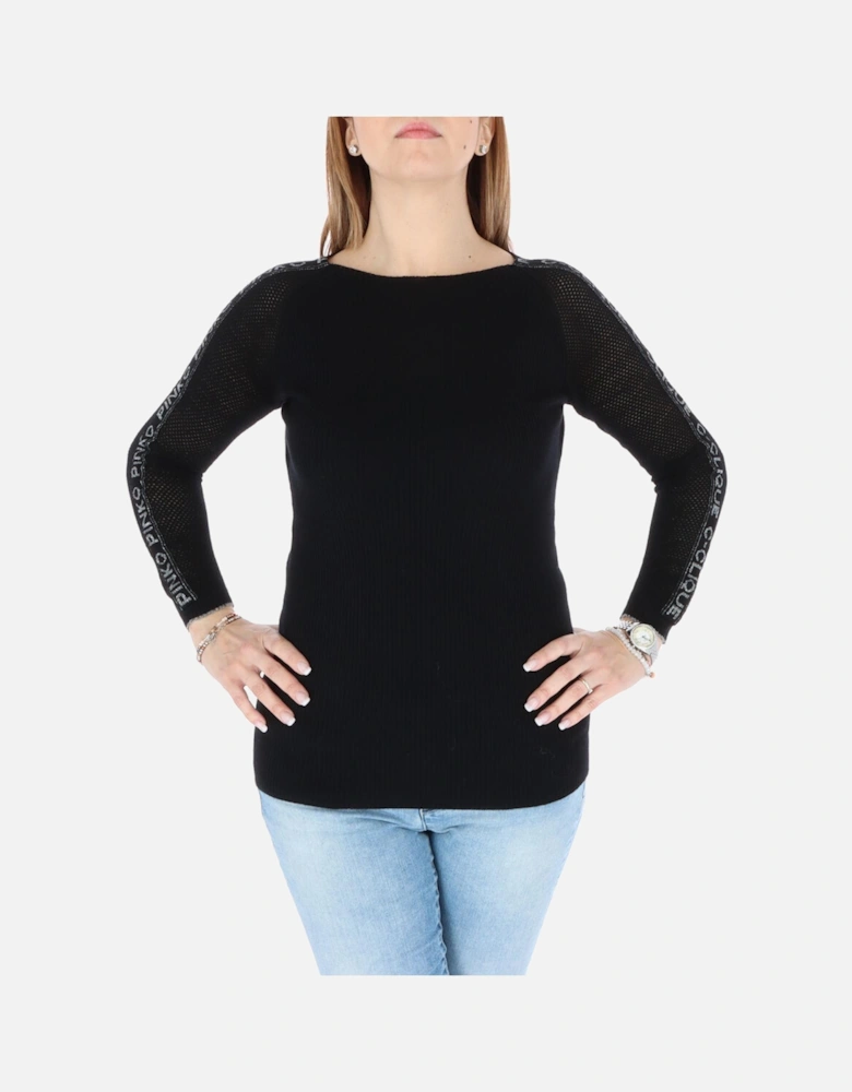 Knit Sweater Long Sleeves Women - Black Knitwear