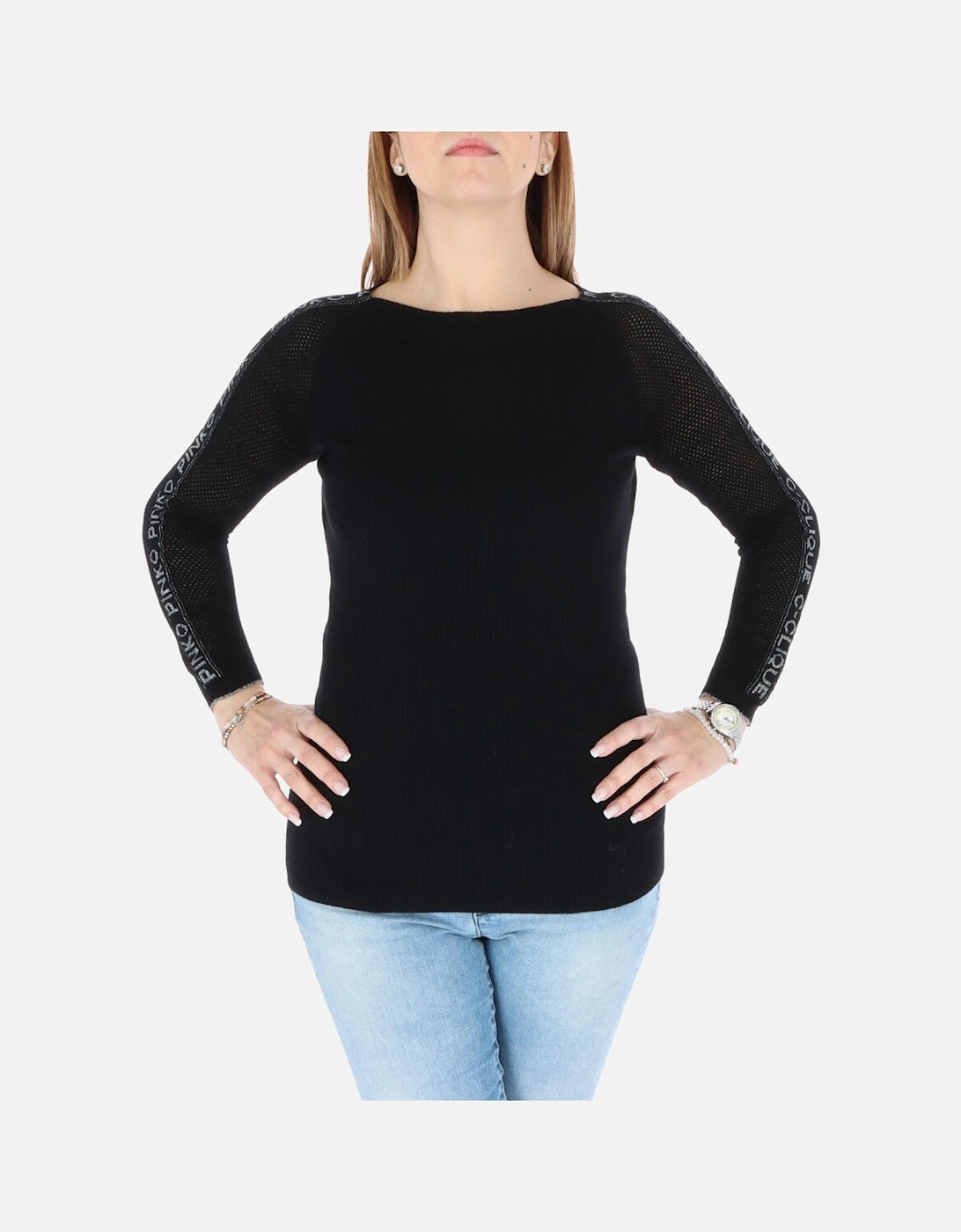 Knit Sweater Long Sleeves Women - Black Knitwear, 4 of 3