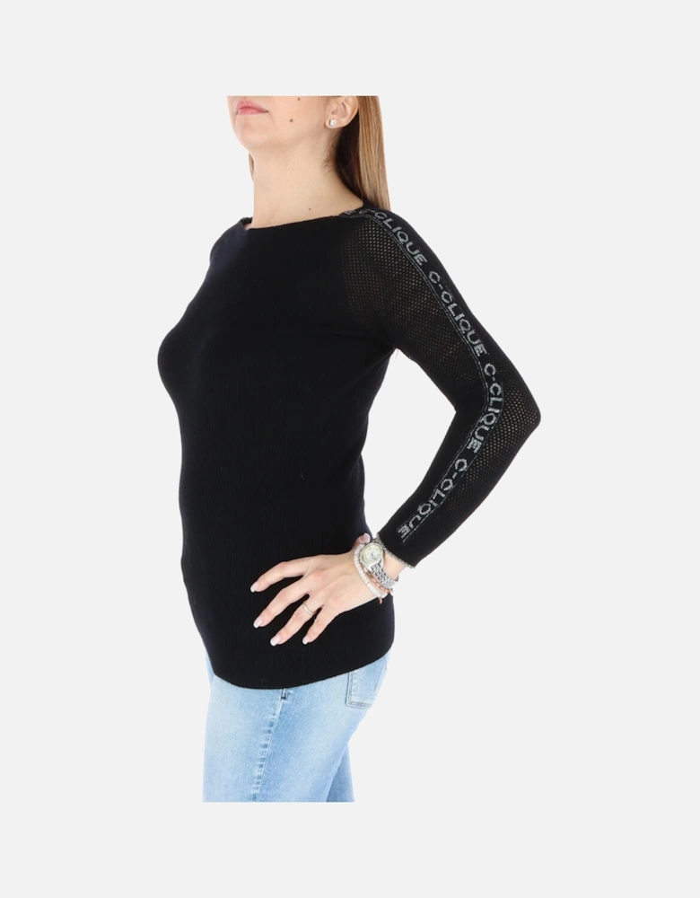 Knit Sweater Long Sleeves Women - Black Knitwear