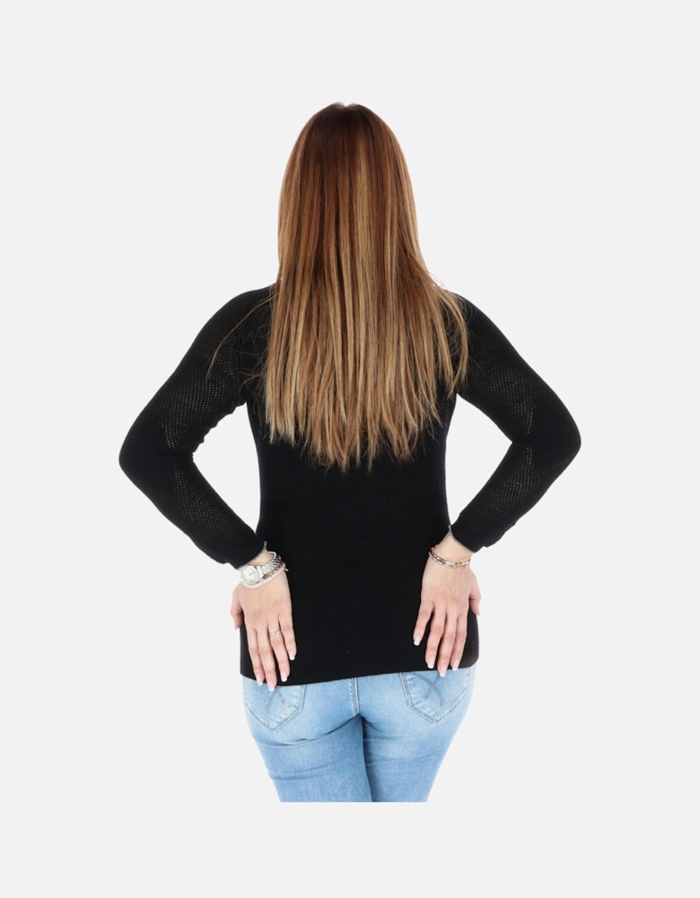 Knit Sweater Long Sleeves Women - Black Knitwear