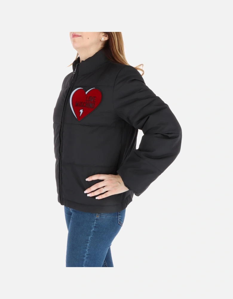 Padded JacketHeart PatchLong Sleeve Women - Black Jackets