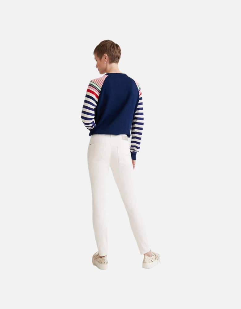 Plain White Jeans with Zip and Button Fastening Women