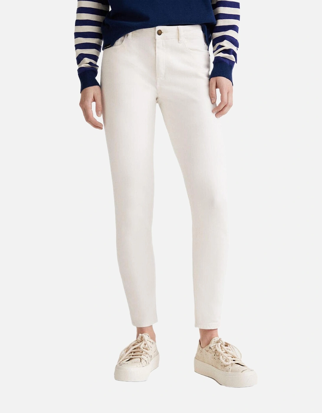Plain White Jeans with Zip and Button Fastening Women, 3 of 2