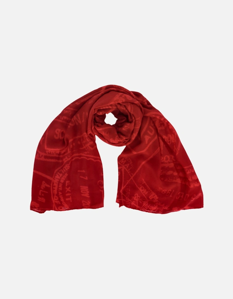 Geo Passport Print Scarf Women - Red Scarves