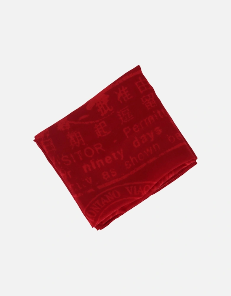 Geo Passport Print Scarf Women - Red Scarves