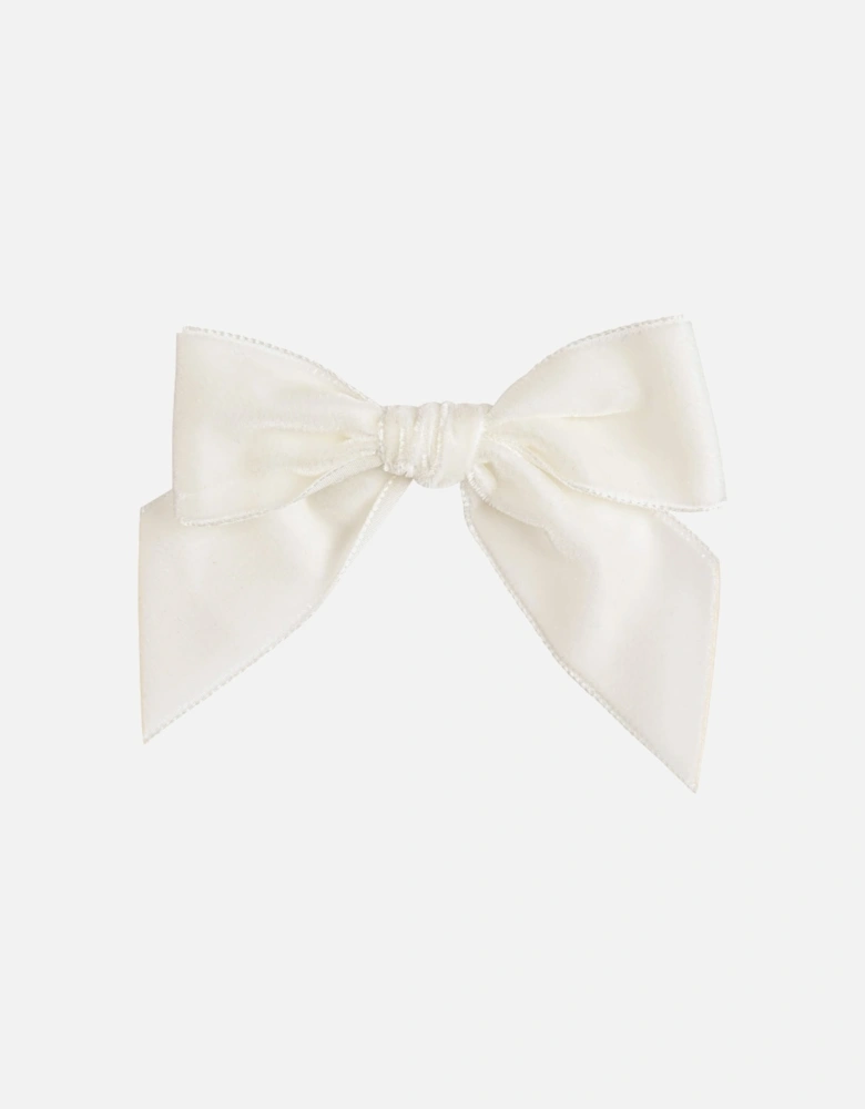 Cream Velvet Bow Clip