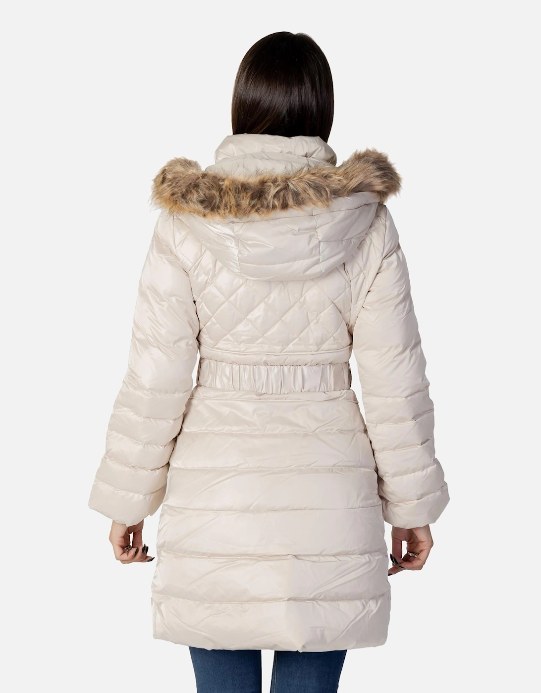 Quilted Puffer Jacket Hooded Women - Beige Jackets