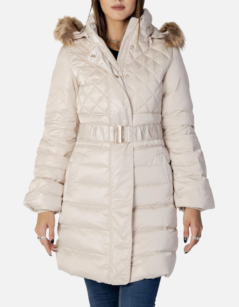 Quilted Puffer Jacket Hooded Women - Beige Jackets