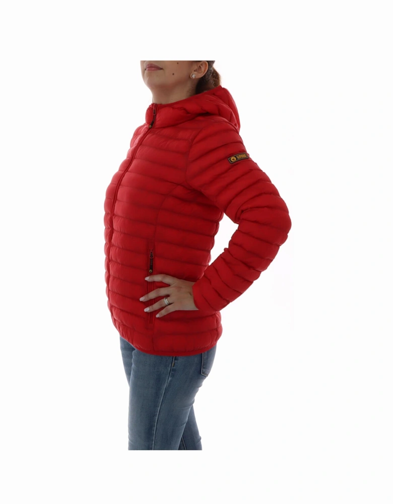Hooded Zip-Up Jacket with Pockets Women - Red Jackets