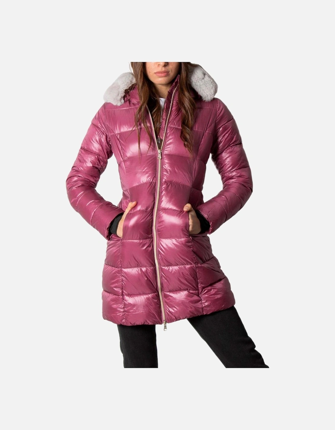 Hooded Puffer Jacket Long Quilted Puffer Coat Women - Purple Jackets, 3 of 2