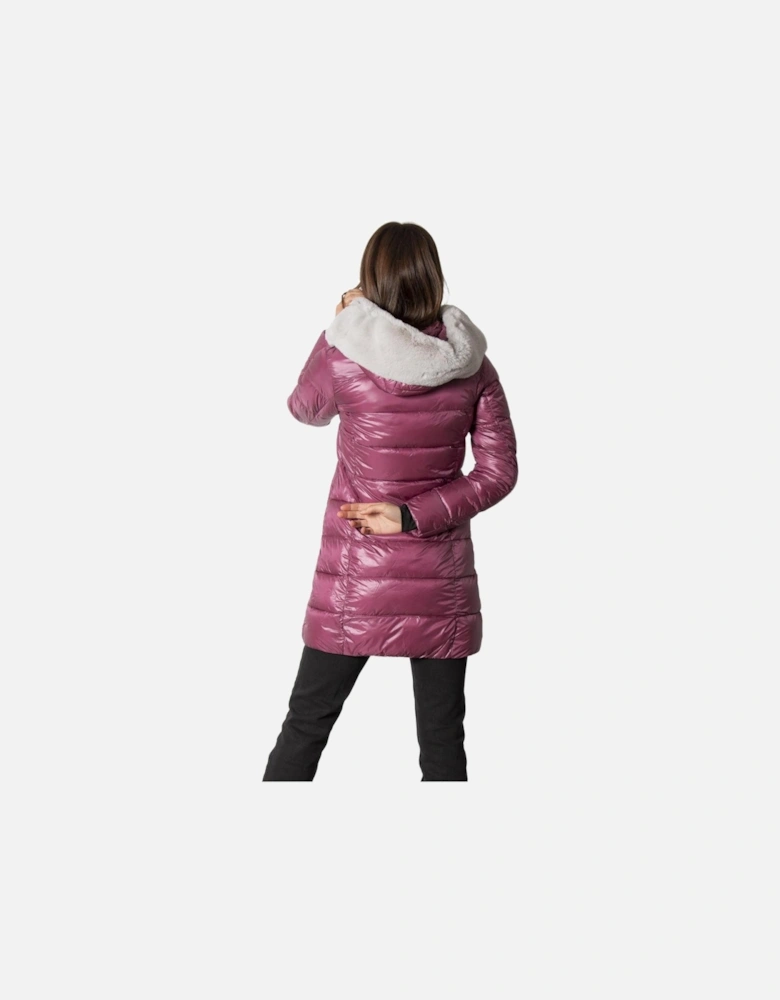 Hooded Puffer Jacket Long Quilted Puffer Coat Women - Purple Jackets