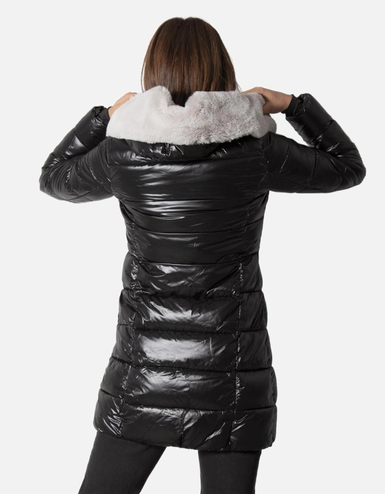 Hooded Plain Nylon Jacket with Zip Women - Black Jackets