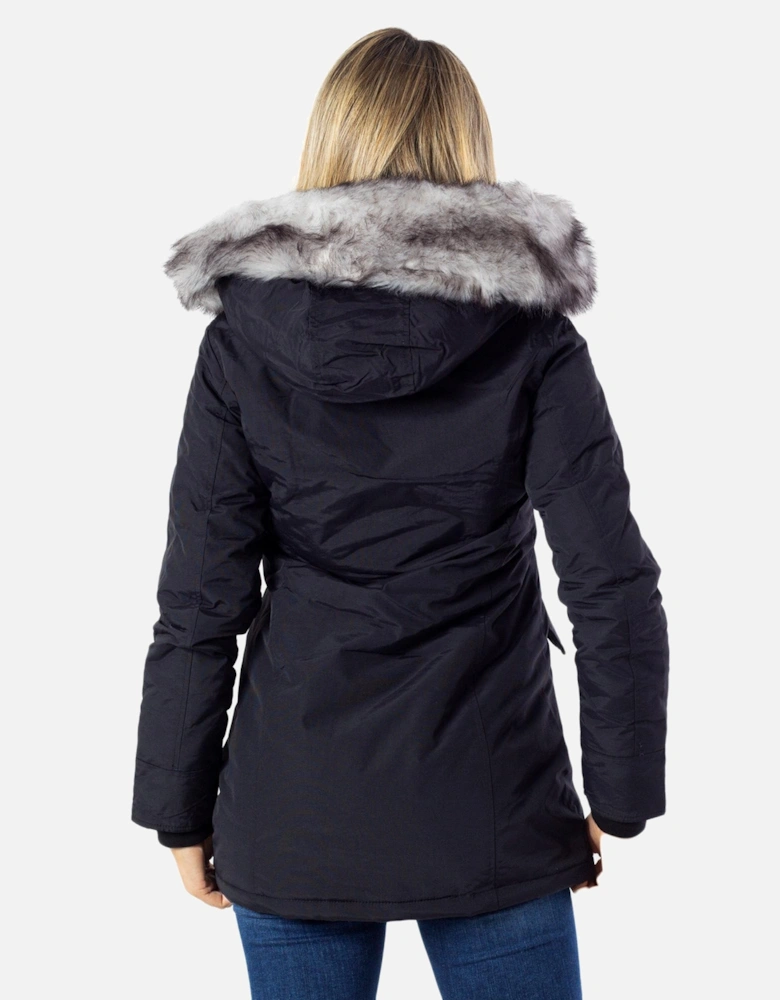 Hooded Parka Coat Women - Black Jackets