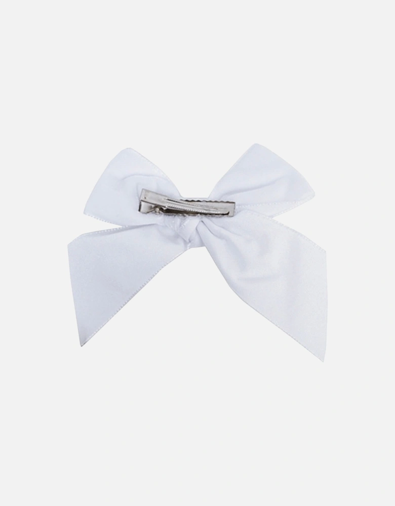 White Velvet Bow Clip