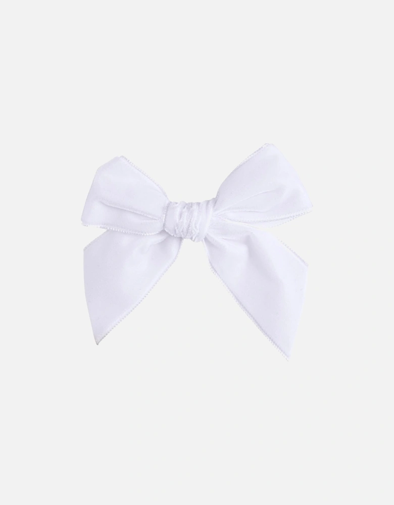 White Velvet Bow Clip