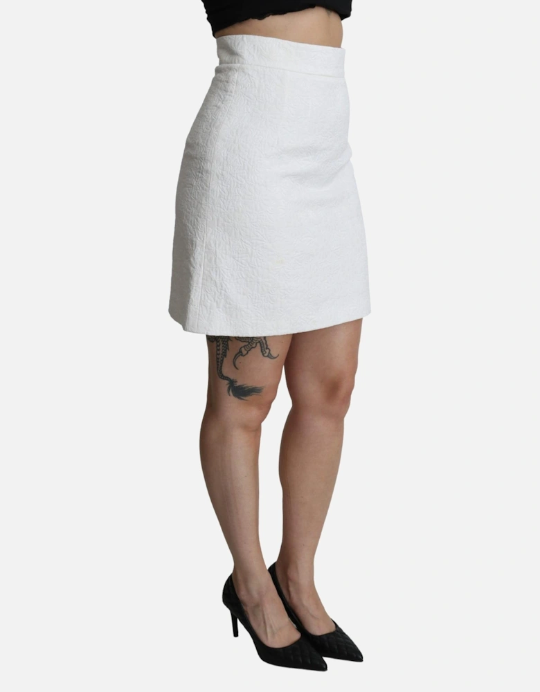Embossed Mini Skirt Aline White Women