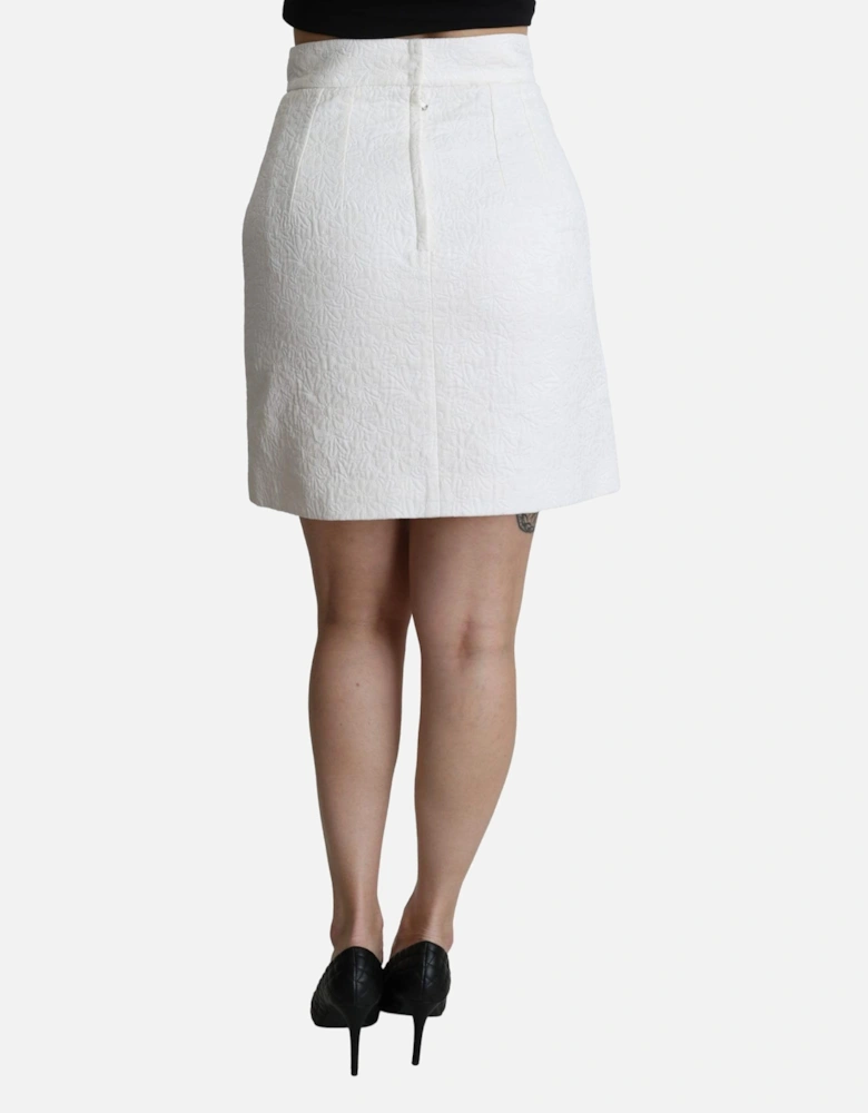 Embossed Mini Skirt Aline White Women