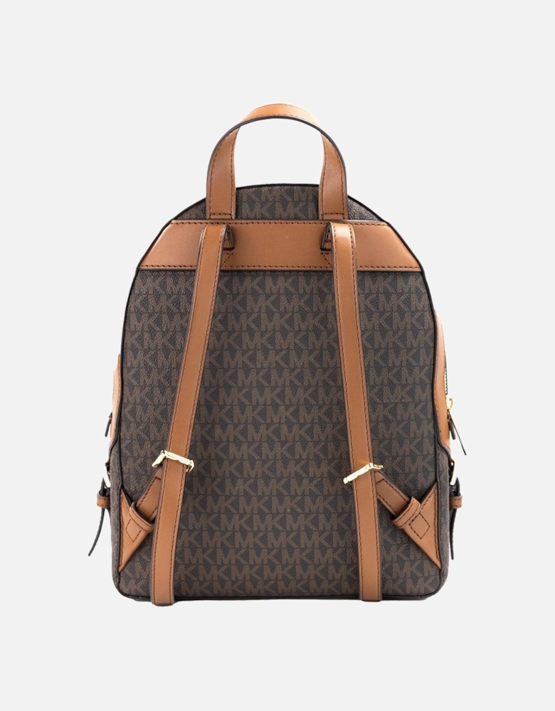 Pebbled Leather Backpack with Multiple Compartments. Women - Brown.