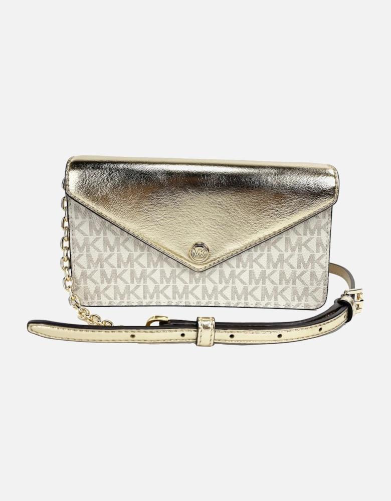 Signature PVC and Metallic Smooth Leather Flap Clutch Bag Women - Pale