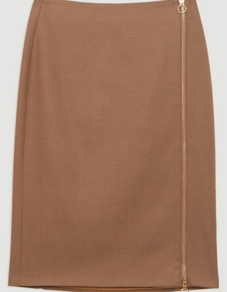 Tailored Twill  Midi Pencil Skirt