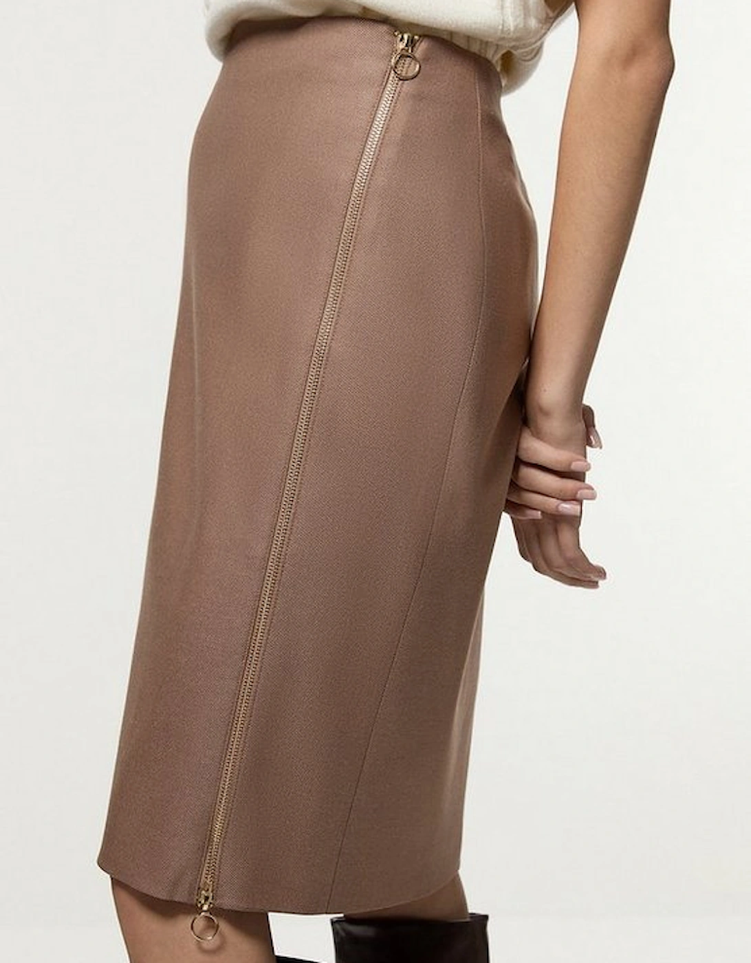 Tailored Twill  Midi Pencil Skirt