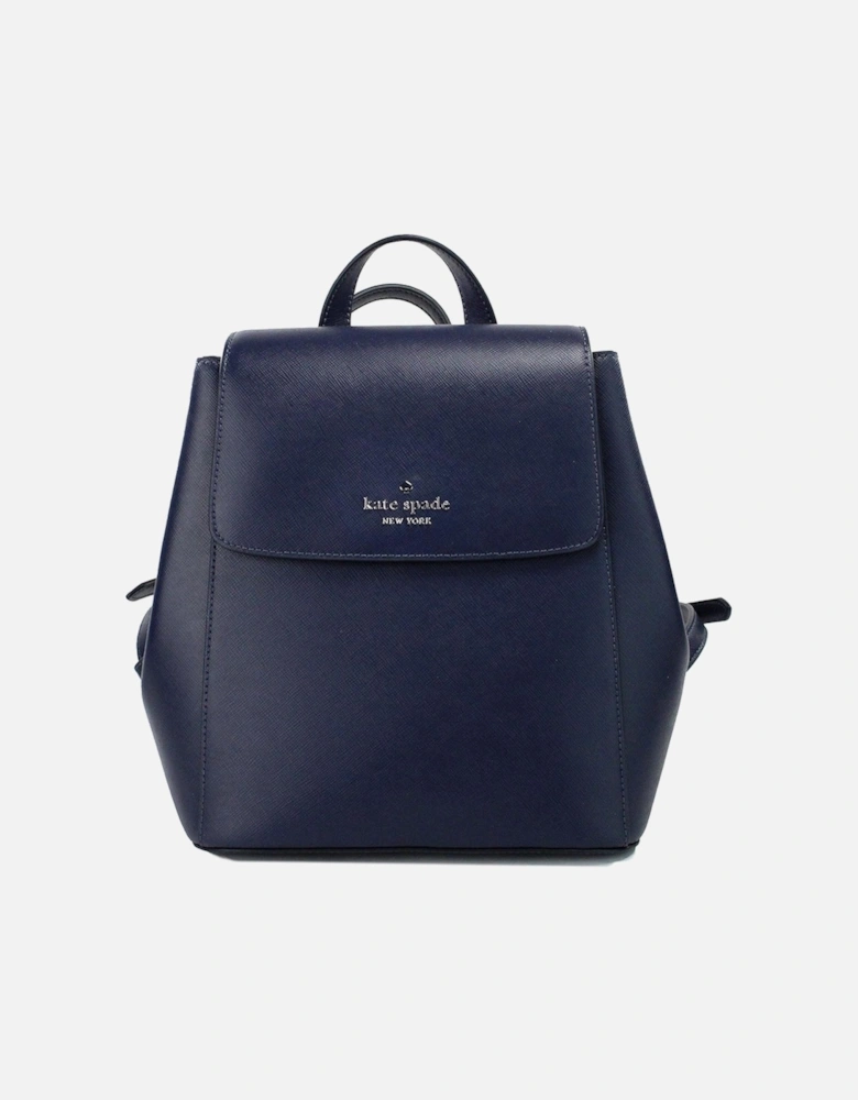 Navy Flap Backpack with Top Handle and Adjustable Straps Women - Navy