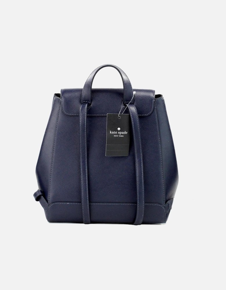 Navy Flap Backpack with Top Handle and Adjustable Straps Women - Navy